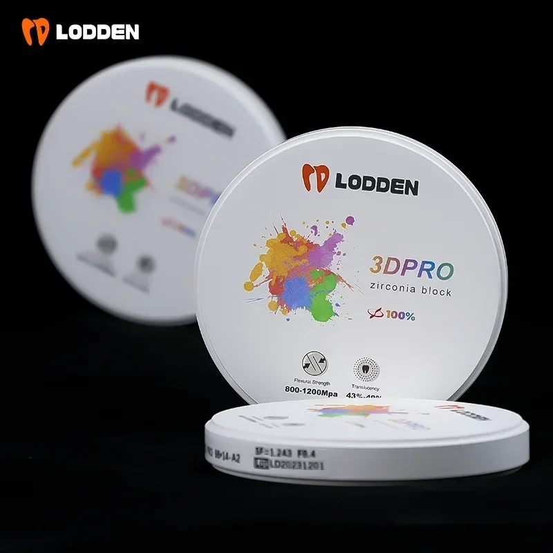 Lodden Zirconia Multilayer Block 98mm * 10-25mm A1 A2 A3 Open System 3D PRO Wielowarstwowy dysk tlenku cyrkonu do materiałów dentystycznych CAD CAM