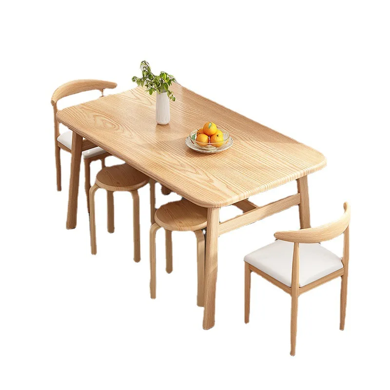 

Nordic dining table household small apartment simple light luxury dining table and chair combination imitation solid