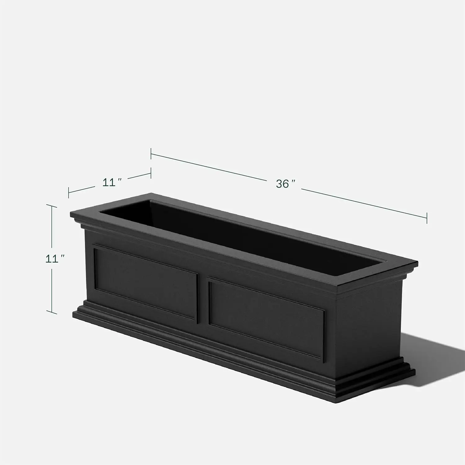 Brixton Window Box Planter - Large, rectangular, crack-resistant, all-weather design for balconies/windowsills, perfect