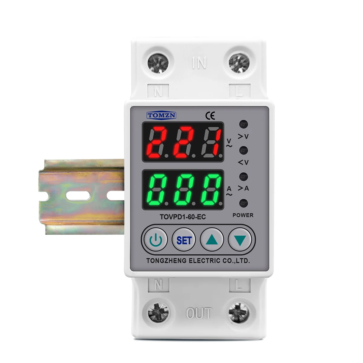 TOMZN Din Rail 230V Adjustable Over and Under Voltage Protective Device Protector Relay Monitor Current Limit 63A