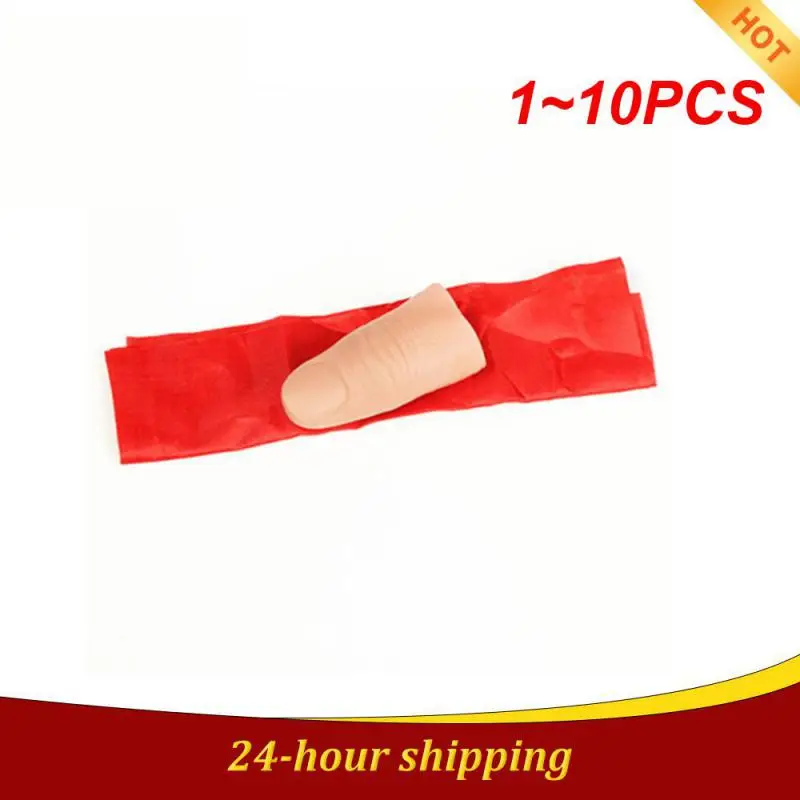 1~10PCS Plastic Thumb Tip Fingers with Red Silk for Close Up Vanishing Appearing Tricks Props