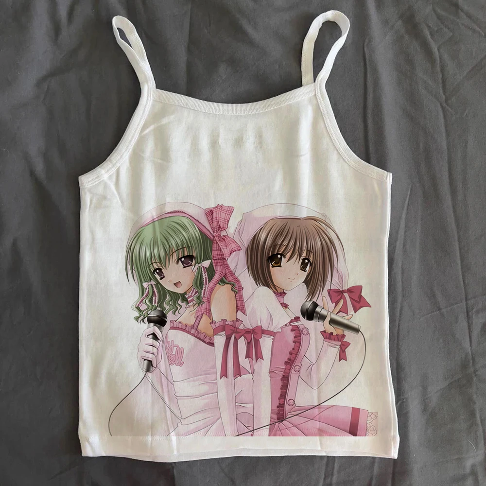 

Retro Harajuku Punk Graphics Cute Print Short Sleeveless Sexy T-shirts Women's Clothing T-shirts Y2k Style 2000s emo girls 90s