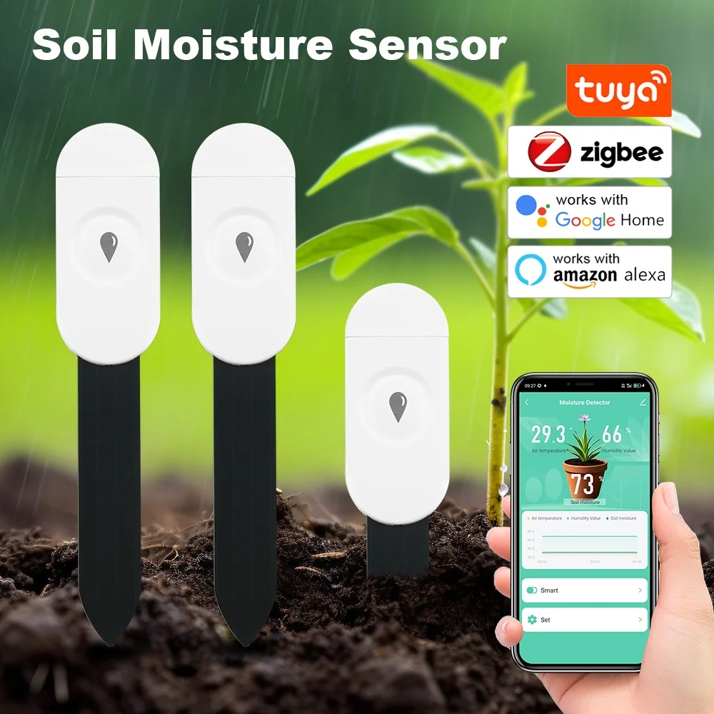

Tuya Smart Life ZigBee Soil Moisture Sensor Temperature Meter Humidity Sensor APP Remote Monitor Detector Garden Plants Tools
