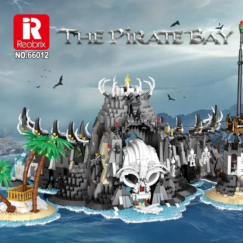 2960PCS Reobrix 66012 Pirate's Bay Building Blocks Pirate Treasure Island Skull Bay DIY Construction Streetview Bricks Toys