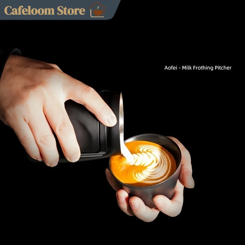 Forzcon&Muvna Aofei Latte Art Milk Frothing Pitcher 600ml Stainless Steel Textured Detachable Handle For Home Barista Coffee view 2