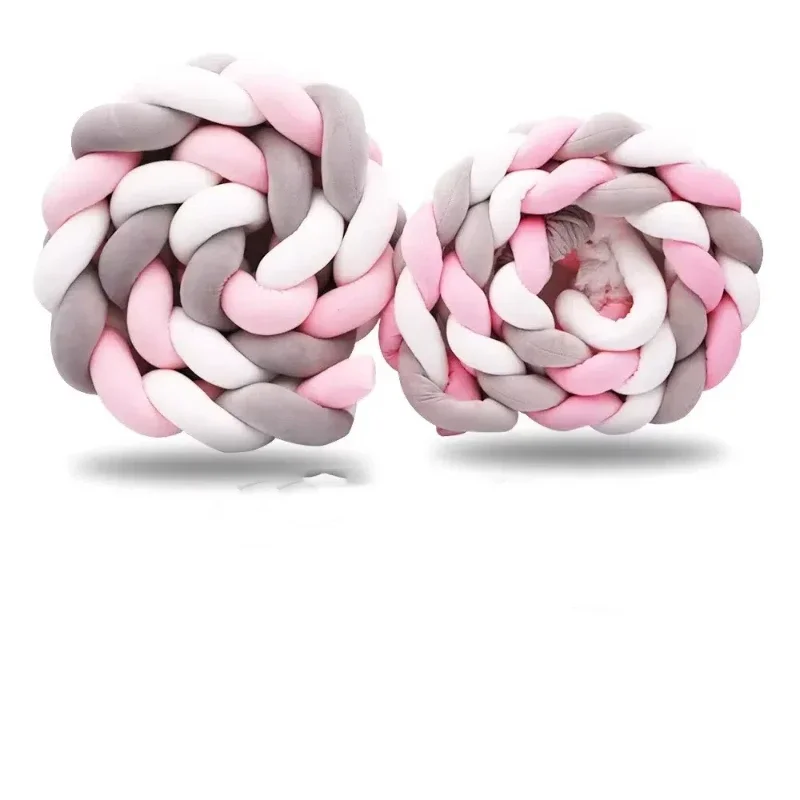 1m-2m-3m-4m-knot-braid-bumper-infant-cradle-cot-protector-plush-pillow-cushion-crib-anti-collision-room-decor-baby-bed-bumper