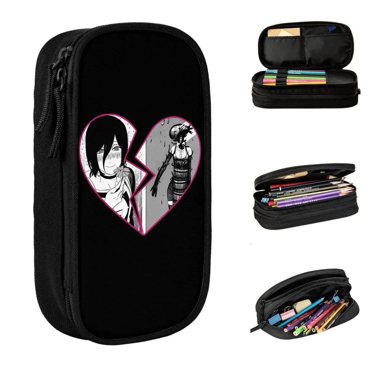 

Classic Chainsaw Man Reze Pencil Case Anime Movie Pencilcases Pen Box for Student Large Storage Bags Office Gifts Accessories