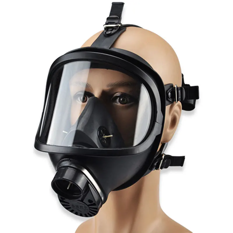 Black MF14 Full Face Gas Mask Military Chemical Respirator Natural Rubber For Painting Spraying Welding Work Safety Protection