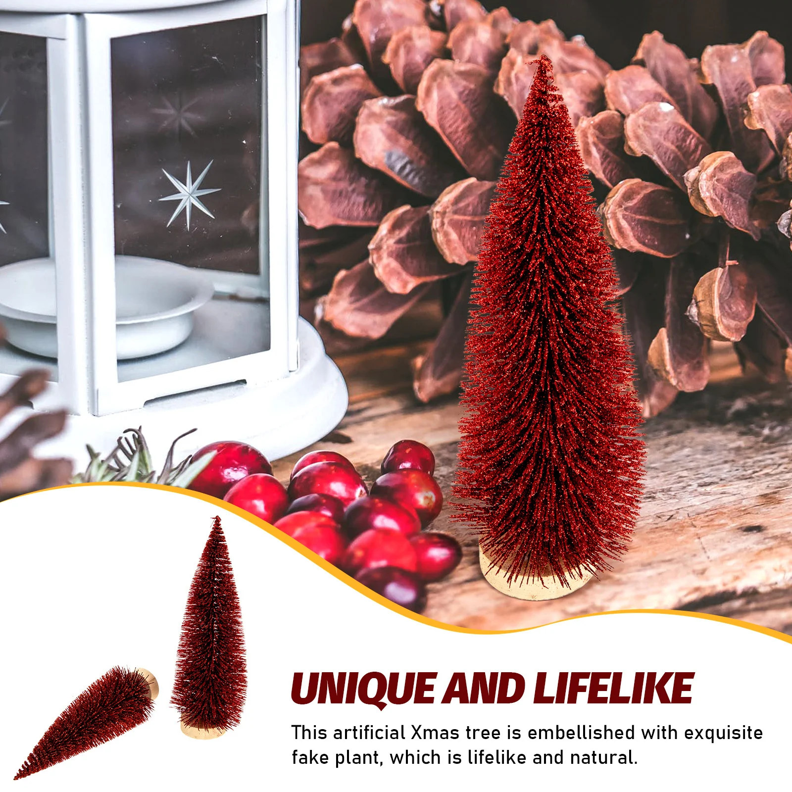 

2 Pcs Tabletop Mini Christmas Tree Ornaments Decor Decoration Decorations Xmas Trees