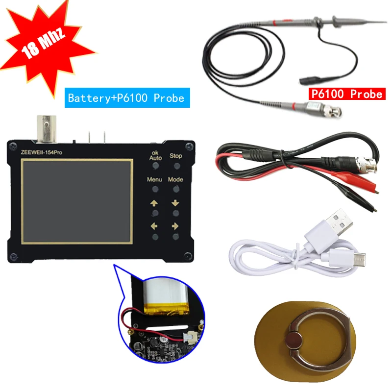 ZEEWEII DSO154Pro 2.4-inch Screen Digital Oscilloscope1MHz & 18MHz Analog Bandwidth Support Signal Generator