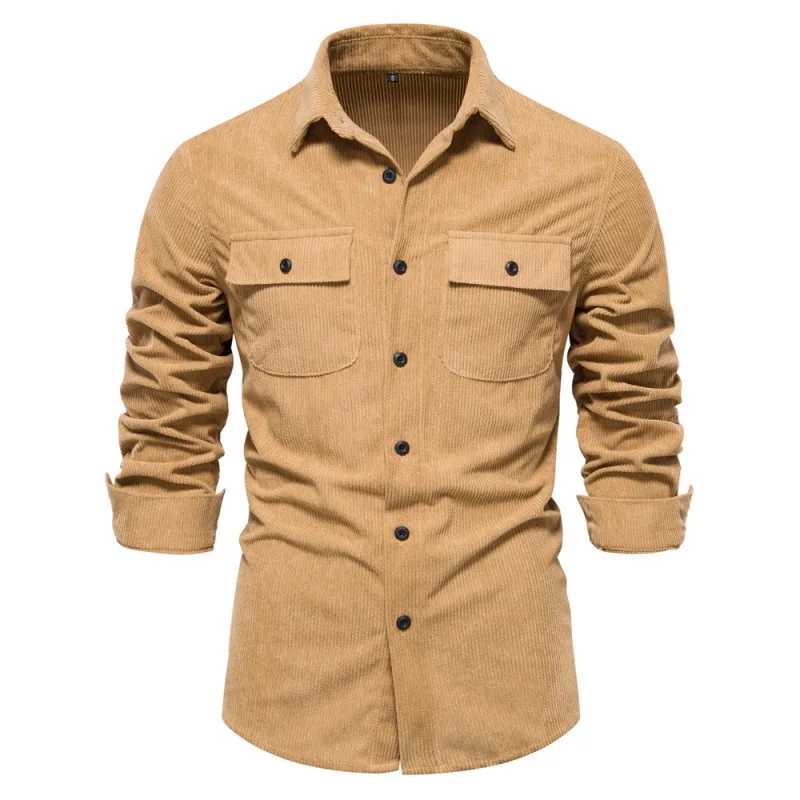 

2023 New Autumn Men's Fashion Slim Fit Casual Solid Color Long Sleeved Shirt