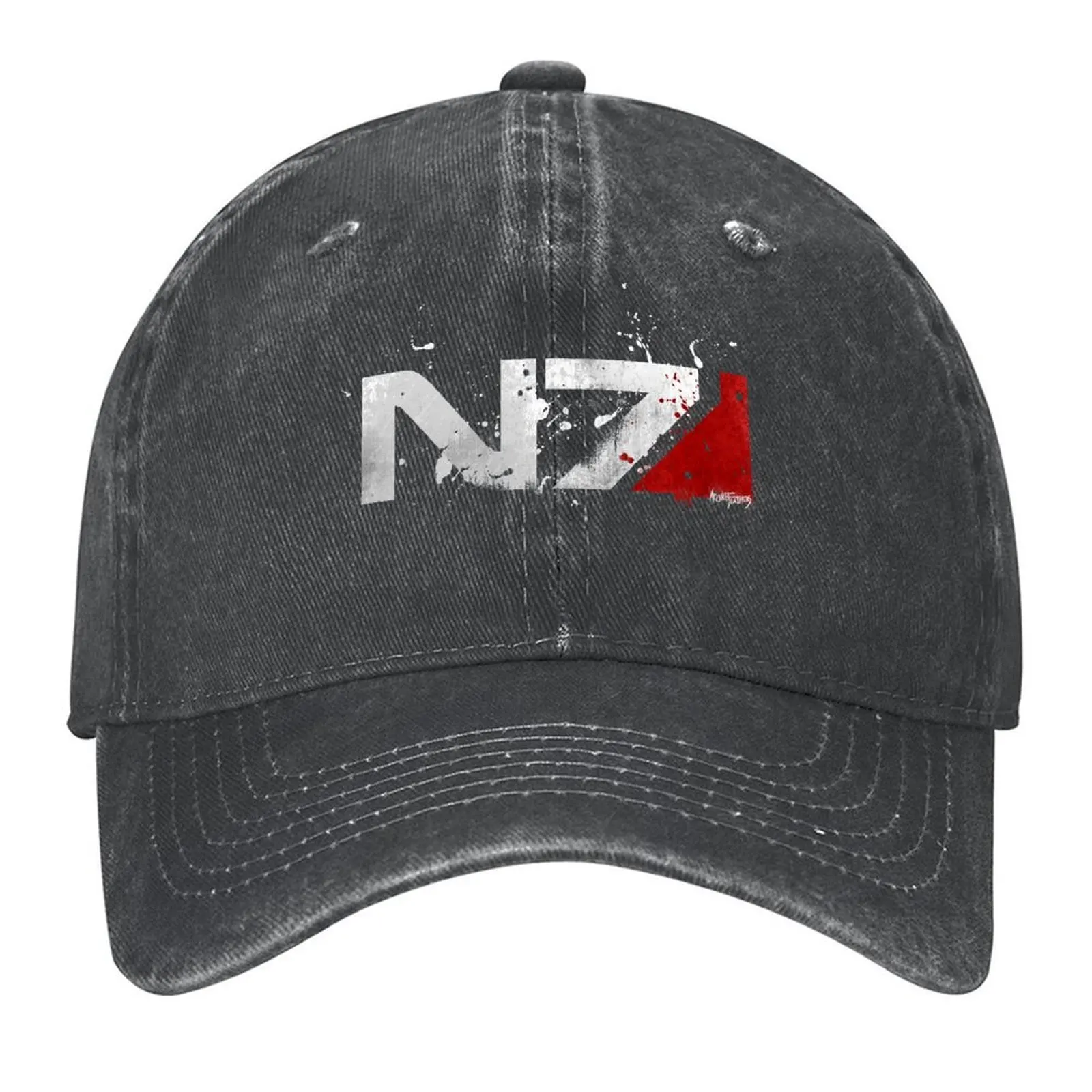

Mass Effect Distressed N7 Baseball Cap hats on offer hard hat golf hat genuine fun hats Women's Beach Men's