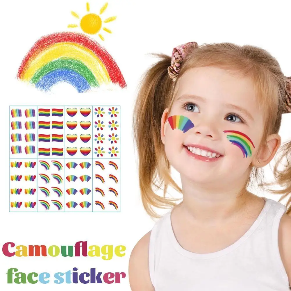 

1set Colorful Rainbow Expression Tattoo Sticker Face Hand Lovely Body Art Fake Tatoo Temporary Waterproof Taty