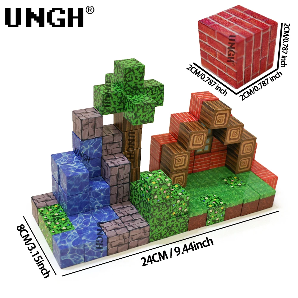 UNGH 100PCS Magnetic Block Building Block Magnet Puzzle Toy Building Set STEM Construction DIY Educational Toy Gifts