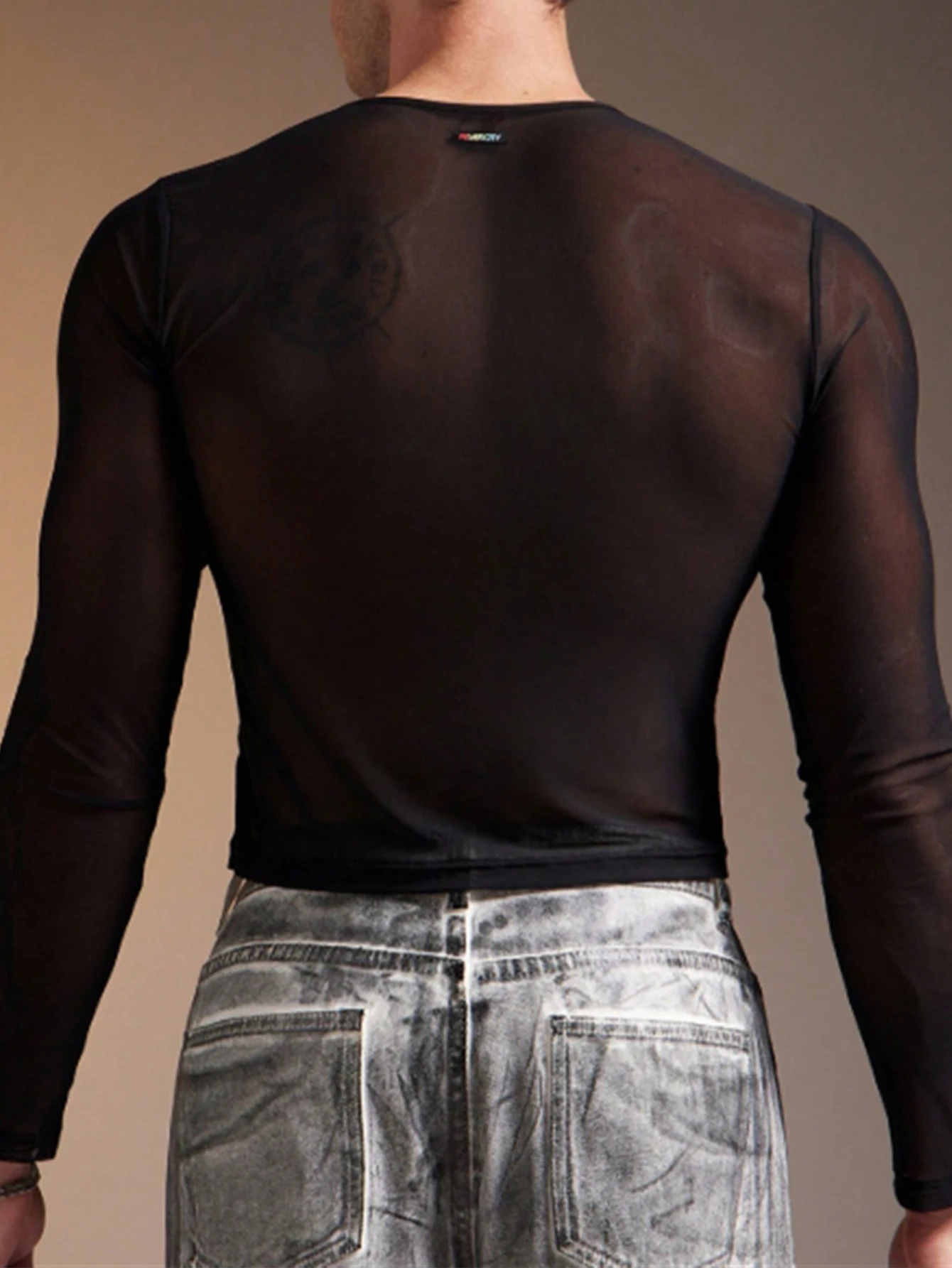 Sexy black see through mesh t shirt top men summer night club party tops man tee muscle transparent t-shirts fashion streetwear