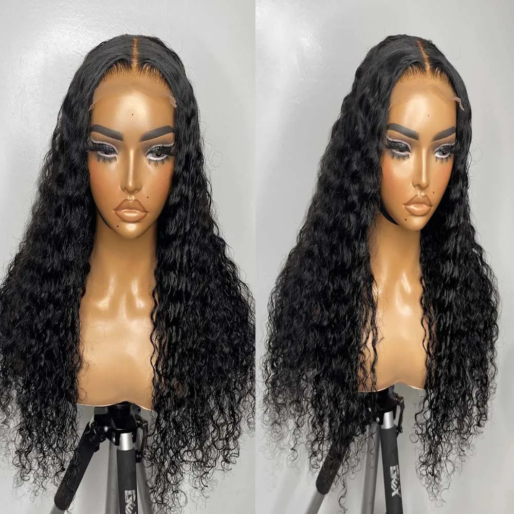 Soft 26Inch Natural Black Long Kinky Curly Glueless 180% Density Deep Lace Front Wig For Women Babyhair Preplucked Daily Cosplay