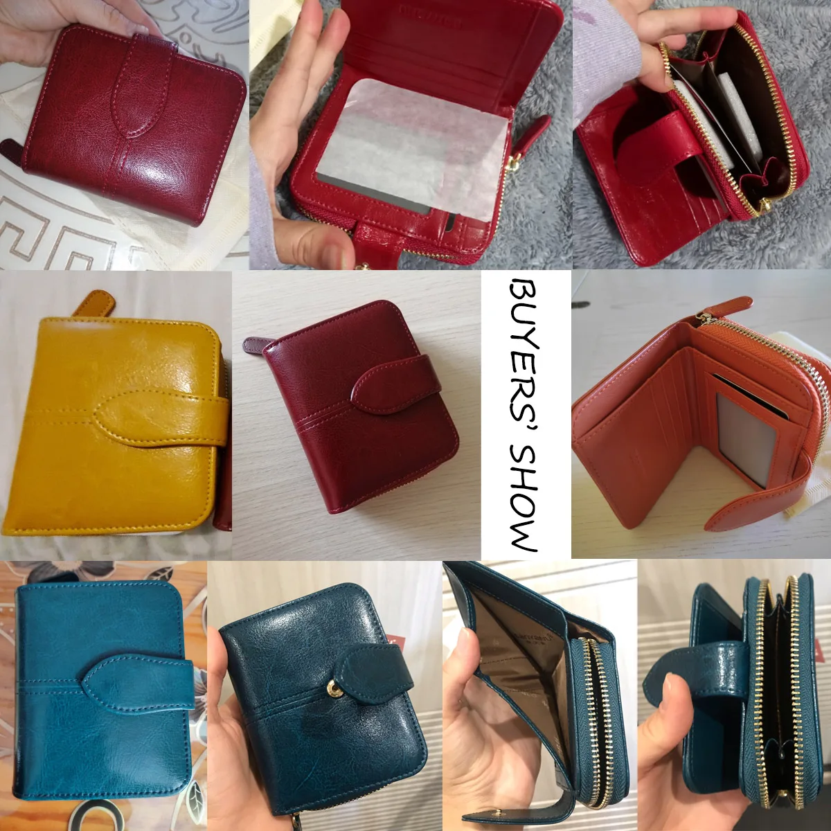 Oil Wax Women Wallet Genuine Leather Small Short Zipper Card Holders Coin Purses Red Wallets for Women High Quality RFID Wallet