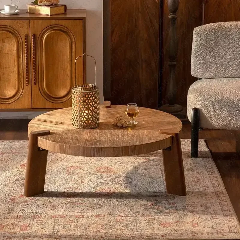Farmhouse Japanese Wabi Sabi Retro Natural Wood Coffee Table Wooden Center Table For Living Room Home Decor
