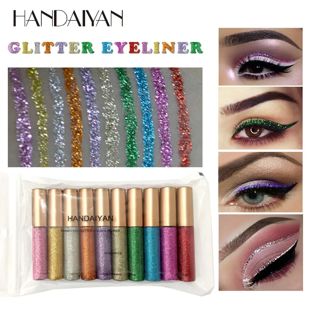 10 Colors/set Glitter Eyeliner Makeup Colorful Shine Eye Liner Pencil Liquid Diamond Sparkle Pen White Eyeliner Pen