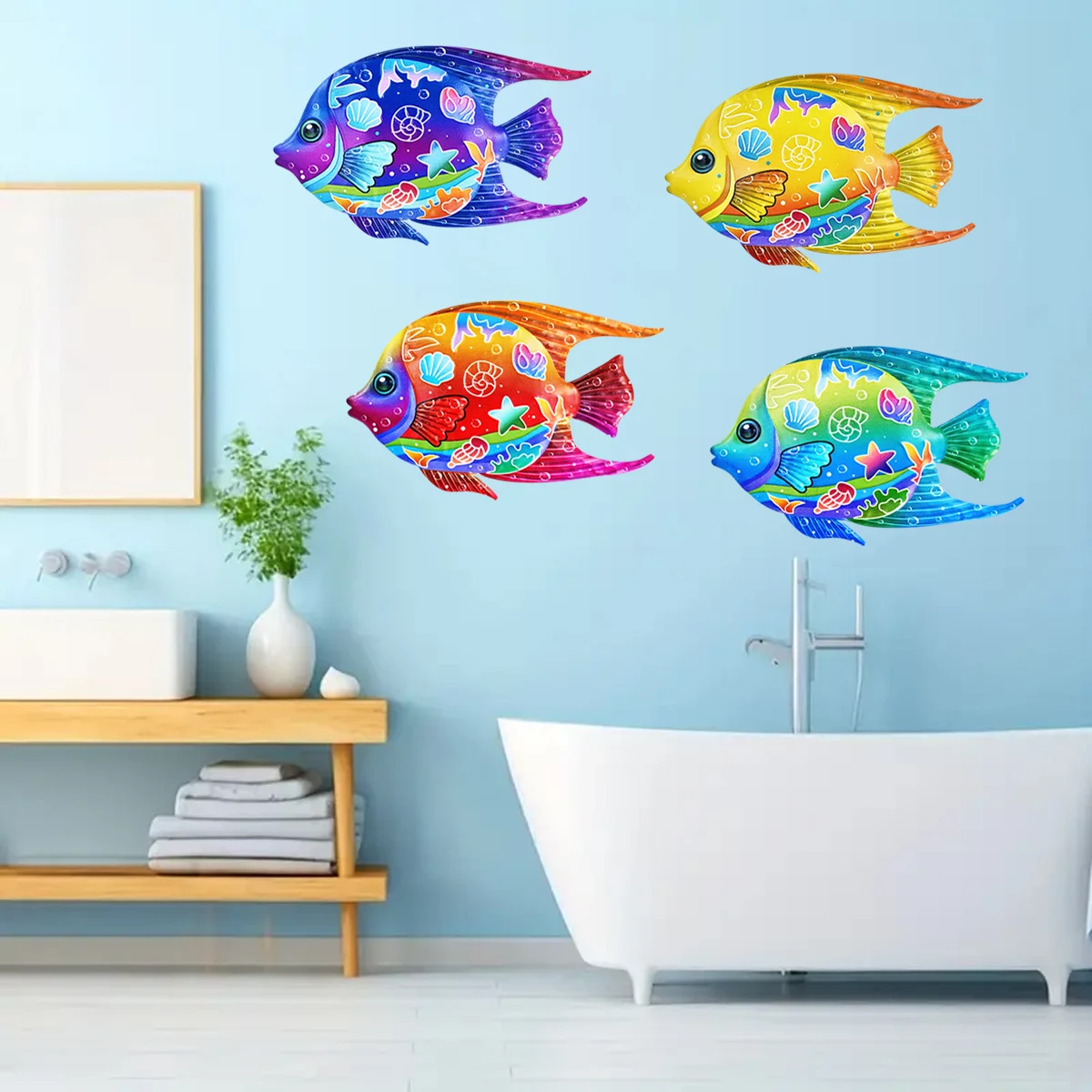 لافتة للنظر معدنية المحيط الأسماك جدار ديكور معلق جدار في الهواء الطلق حديقة النحت التماثيل ساحة المنزل حفلة بركة الحمام غرفة المعيشة