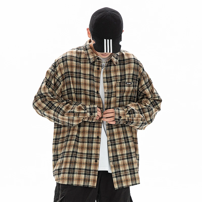 Men Streetwear Fashion Loose Casual Plus Size Long Sleeve Shirts Women Hip Hop Boys Girls Oversize Plaid Shirt Blouses