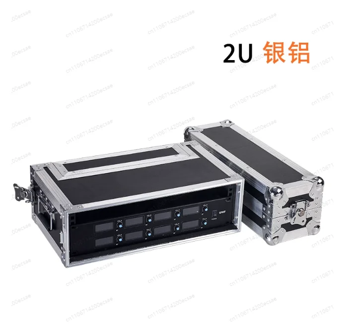 

2U Wireless Microphone Flight Case Rack, Receiver & Accessories Aluminum Alloy Mixer Box