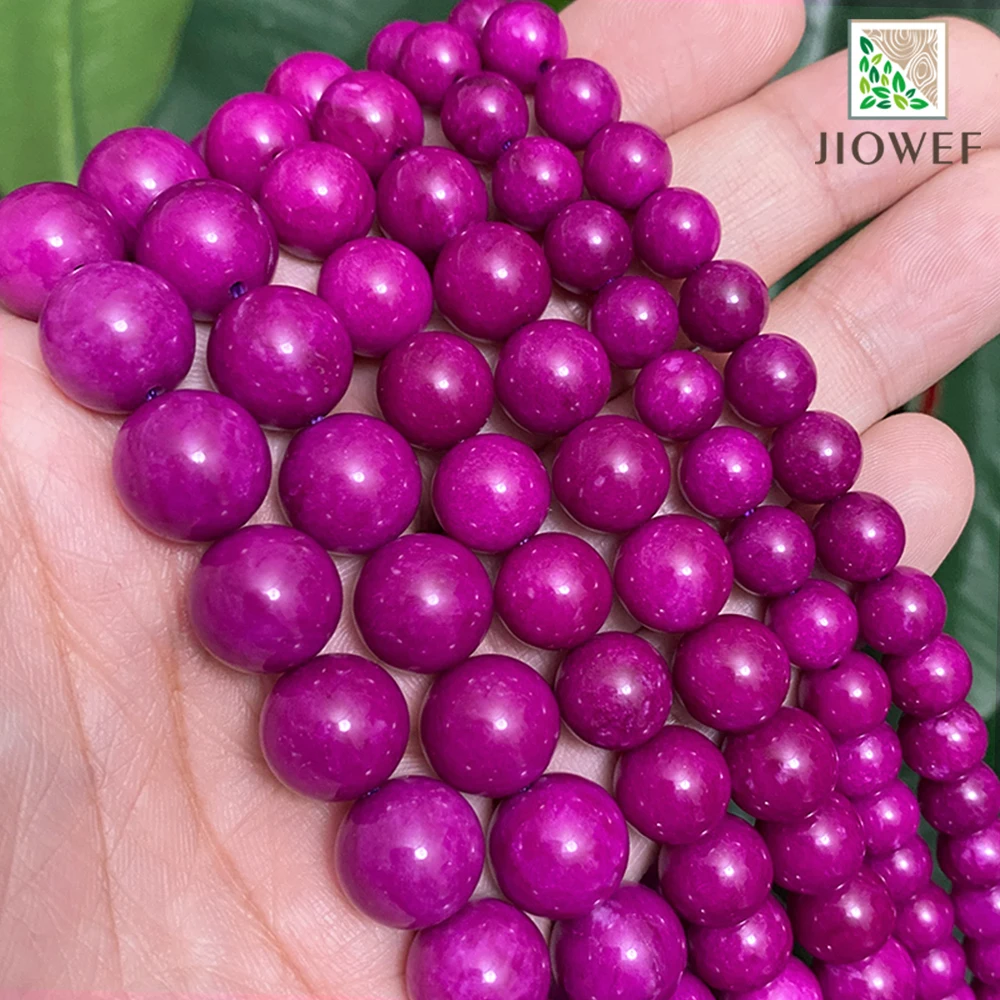 Smooth Natural Stone Purple Chalcedony Jaspers Round Beads for Jewelry Making Diy Bracelet Accessories15