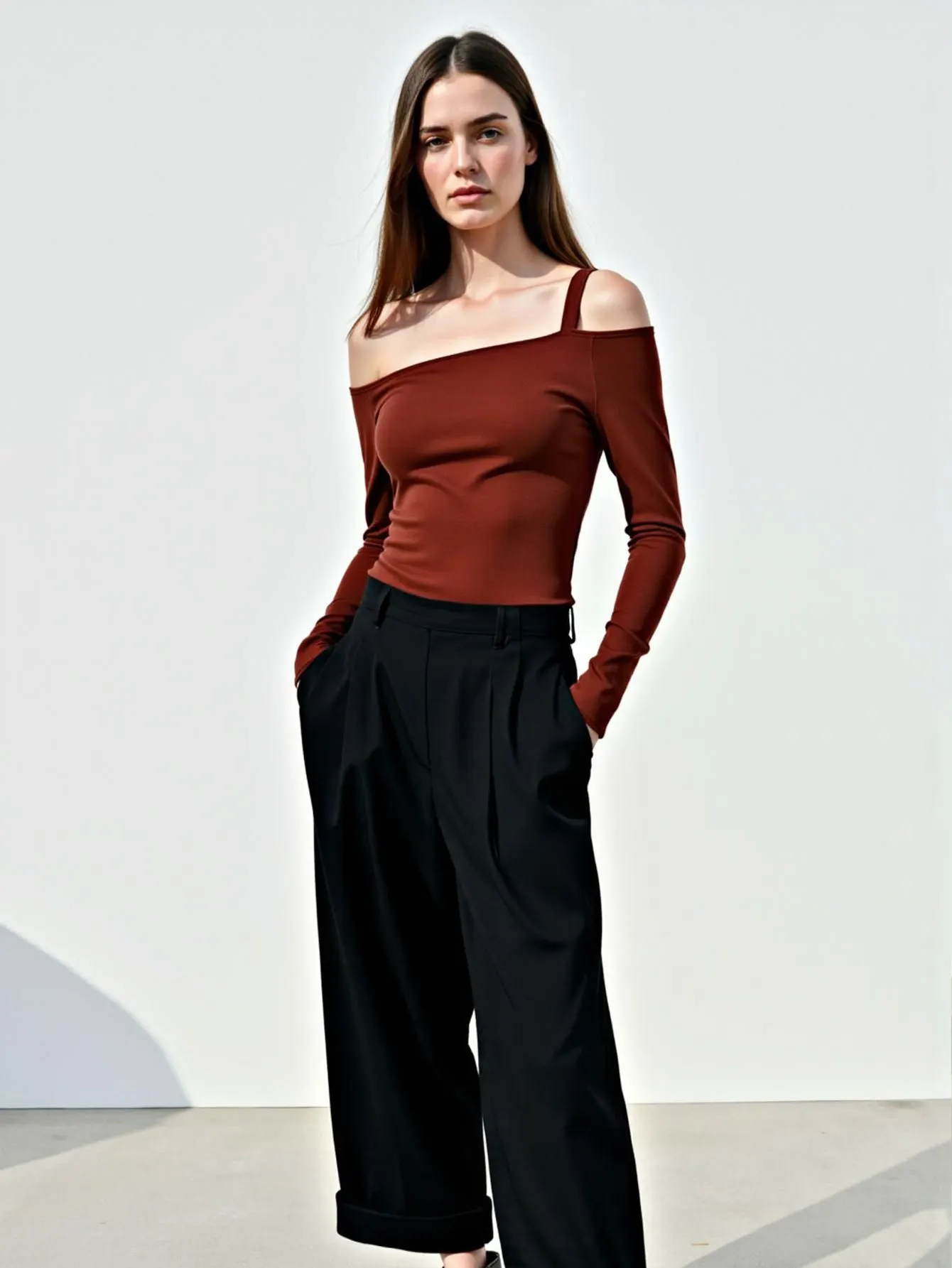 

Women's Long Sleeve T-Shirt K-Fashion Plain Off-Shoulder Skinny Fit for Summer Autumn Dating