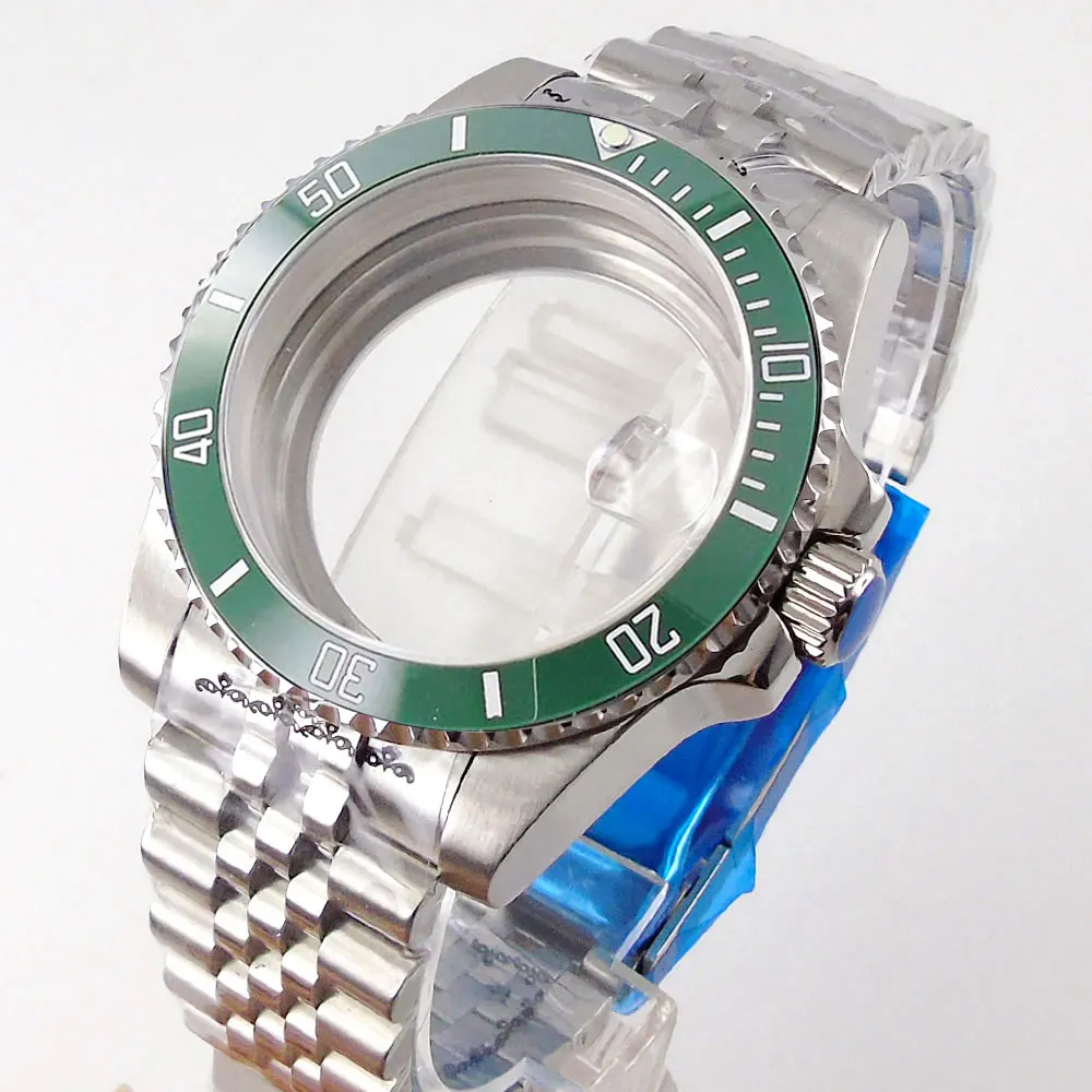 20ATM Tauchgehäuse, 40 mm, passend für NH35 NH36 NH34 GMT ETA 2824 PT5000 Stahl-Uhrengehäuse, Jubilee-Armband, Saphirglas-Schiebeschnalle