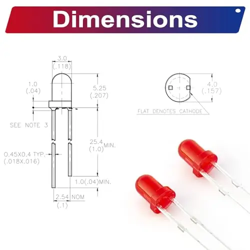 3mm LED Diode Lights Assorted Kit, 300 Pcs M3 LED Light Diodes 10 Types LED Diode White/Red/Green/Blue/Yellow(M3-LED-Kit)