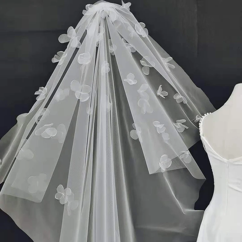 Fashion Fairy Bridal Veil Soft 1 Tier Flower Wedding Veil for Bride Wedding Accessories