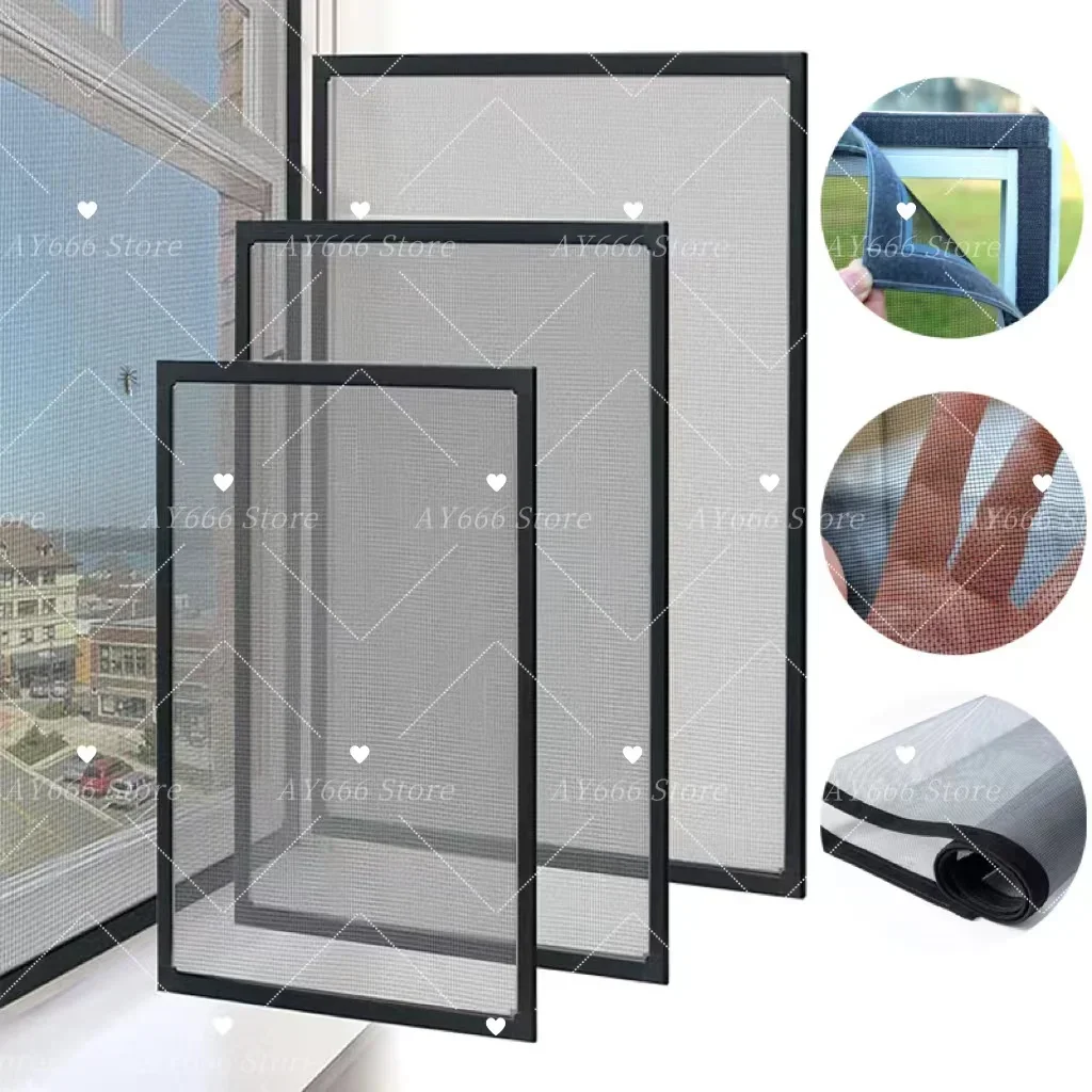 Mosquitera de tamaño personalizable, autoadhesiva, reutilizable, pantalla de ventana a prueba de insectos en verano, Kit de marco de protección contra insectos personalizado