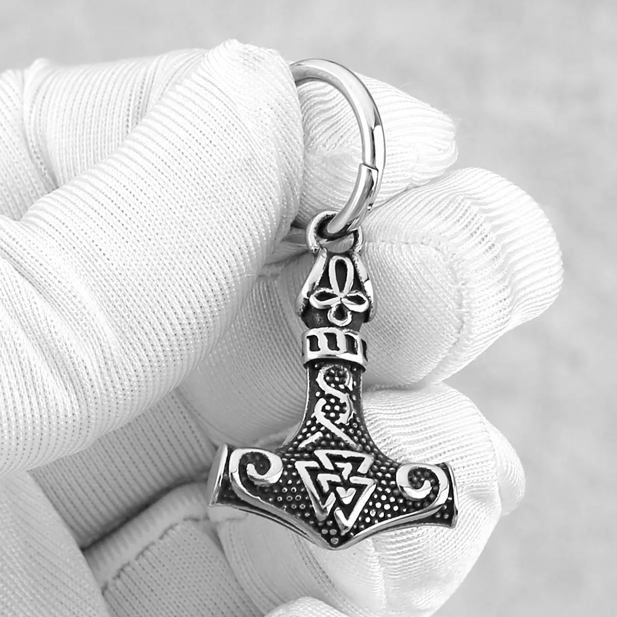 New Creative Nordic Thor\'s Hammer Drop Earrings Stainless Steel Scandinavian Rune Amulet Earrings for Boys and Girls Jewelry