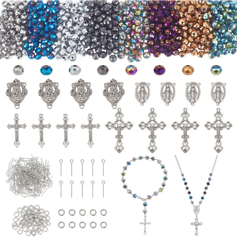 

756pcs Rosary Jewelry Making Kit 646pcs Necklace Making Set Rosary Prayer Making Supplies First Communion Necklace Set Cross