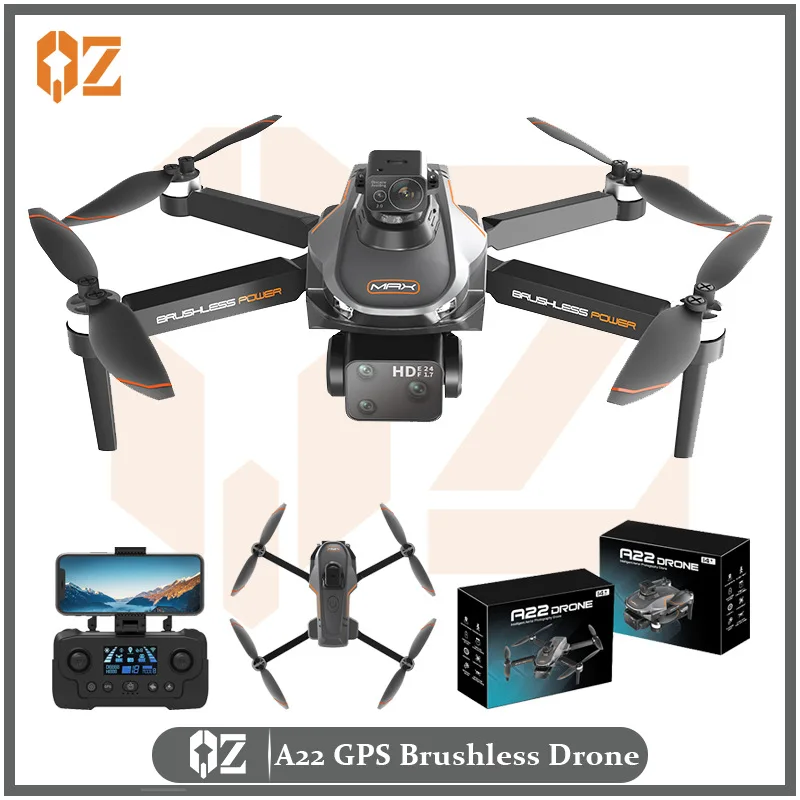 2024 New A22 Brushless Drone Professional HD 1018P Camera Drones Aerial Photography GPS Return Obstacle Avoidance Dron 2000M