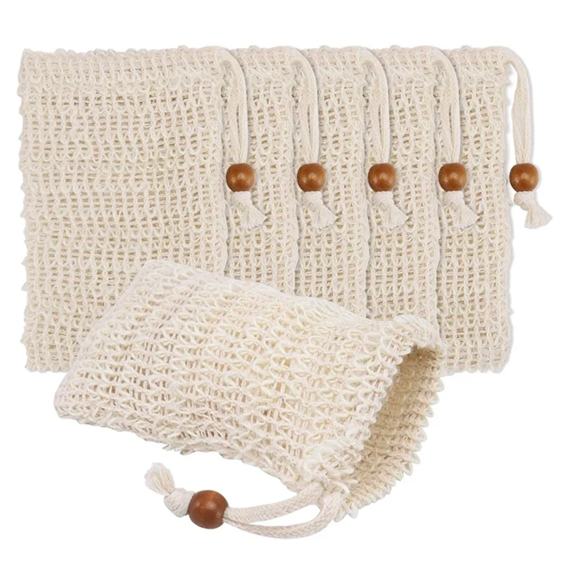 40Pcs Shower Bath Sisal Soap Bag Natural Sisal Soap Bag Exfoliating Soap Saver Pouch Holder