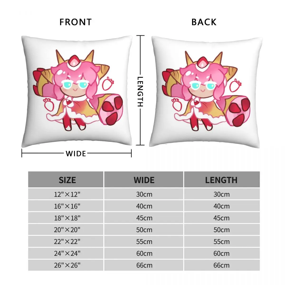 Strawberry Crepe Cookie Pillowcase Polyester Linen Velvet Pattern Zip Decorative Throw Pillow Case Car Cushion Cover