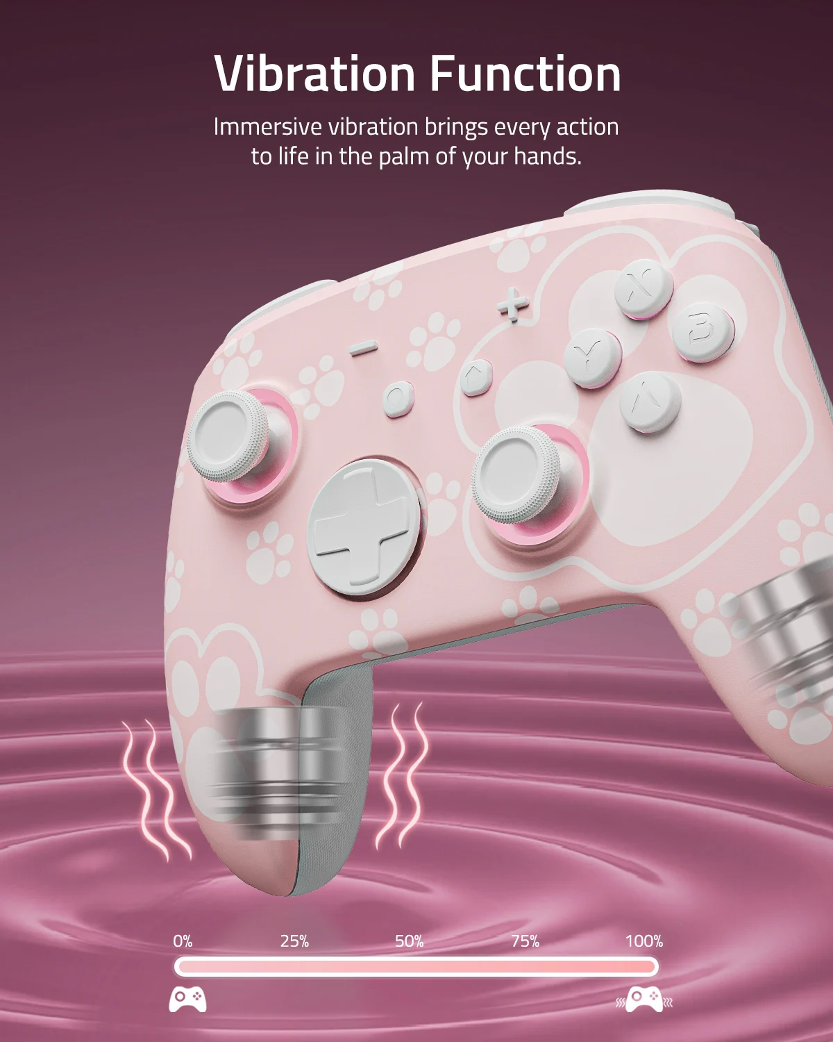 وحدة تحكم FUNLAB Switch 2 Pro للتبديل OLED/Lite/PC مع تأثير القاعة/RGB/المجداف/Turbo Nintendo Luminous cat paw GamePad-pink #4