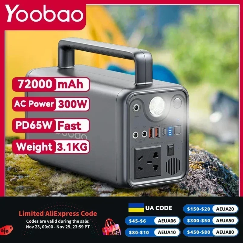 Yoobao EN300WLPD 300W Power Station 72000mAh Power Bank for mini 4 pro Redmi 10C iphone 14 pro max Realme GT NEO 3T OnePlus 10T