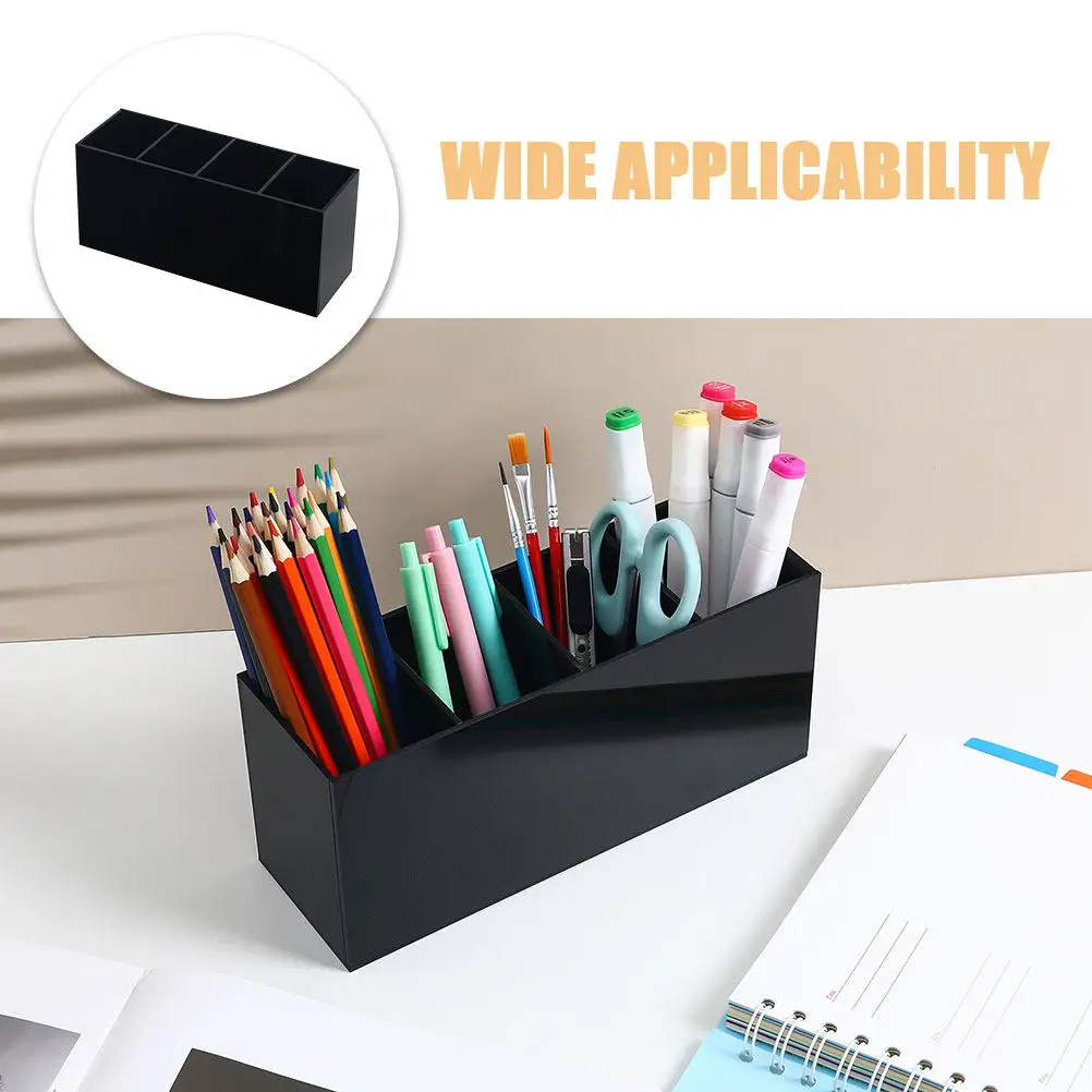 4-Section Acrylic Organizer Pen Holder Makeup Brush Stand for Desk Countertop Lipstick Storage Brush Holder Vanity Organizer