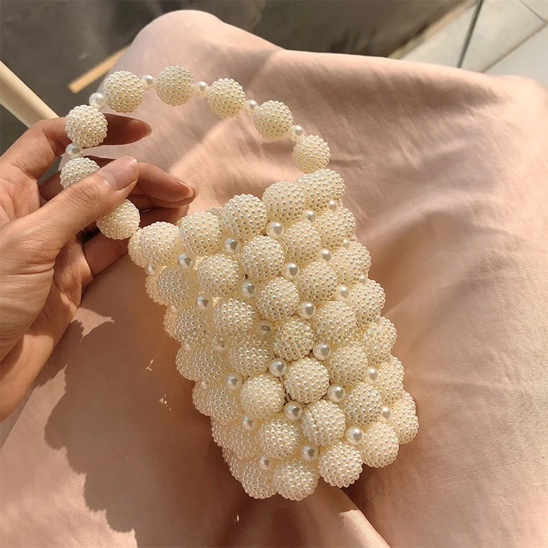 

Ugals Acrylic Beads Handmade DIY Material Bucket Bag Mobile Phone Bag Woven Bag Fairy Plum Pearl Bag Leisure Fashion Ladies H...