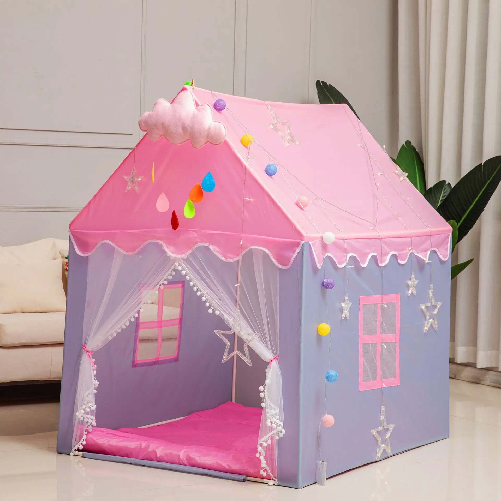 New pink gray house children's indoor tent game house boys and girls castle villa playing house toys wholesale