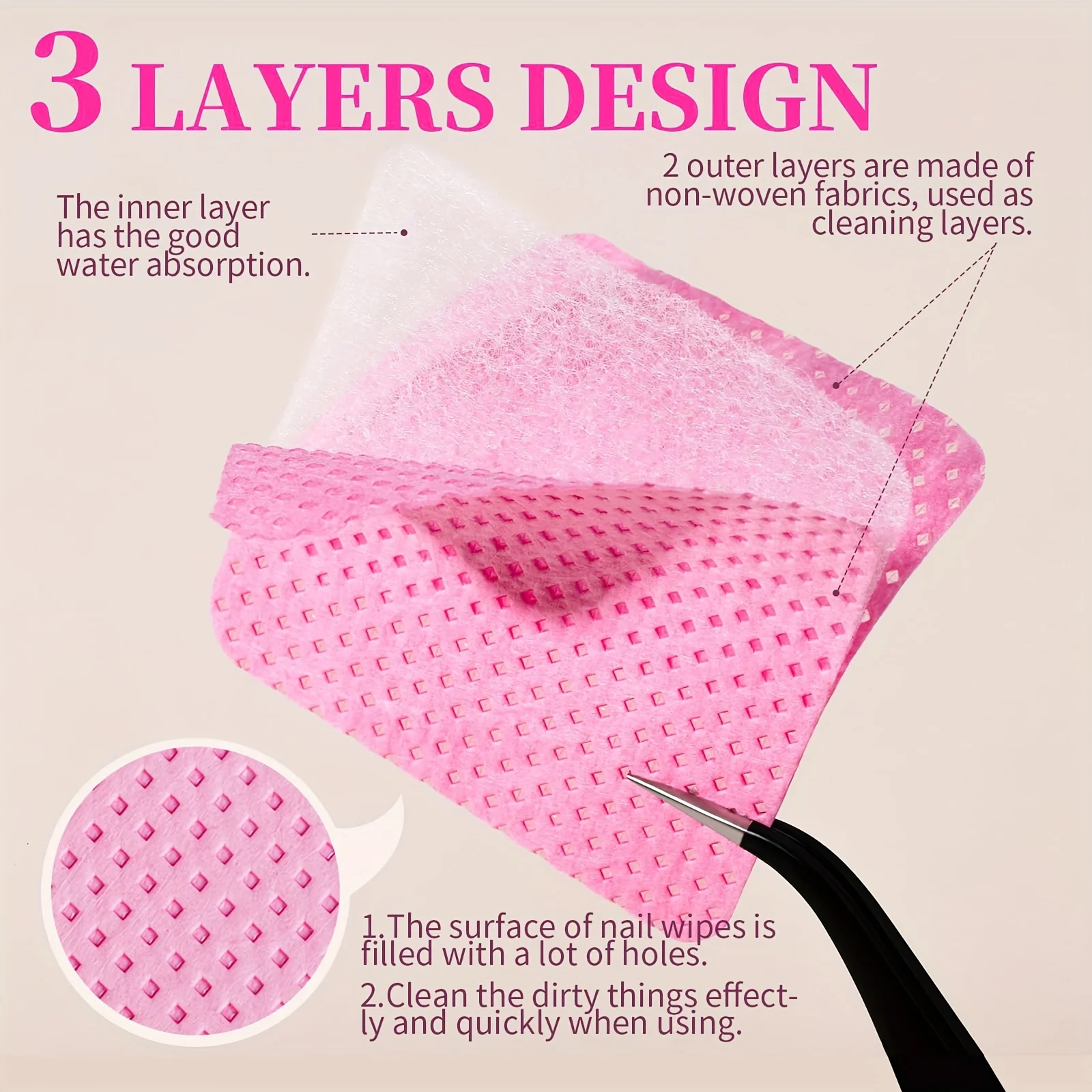 1000 morceaux de lingettes nettoyantes pour ongles en tissu non tissé, nettoyant pour ongles, dissolvant de vernis à ongles, lingettes humides non pelucheuses pour ongles