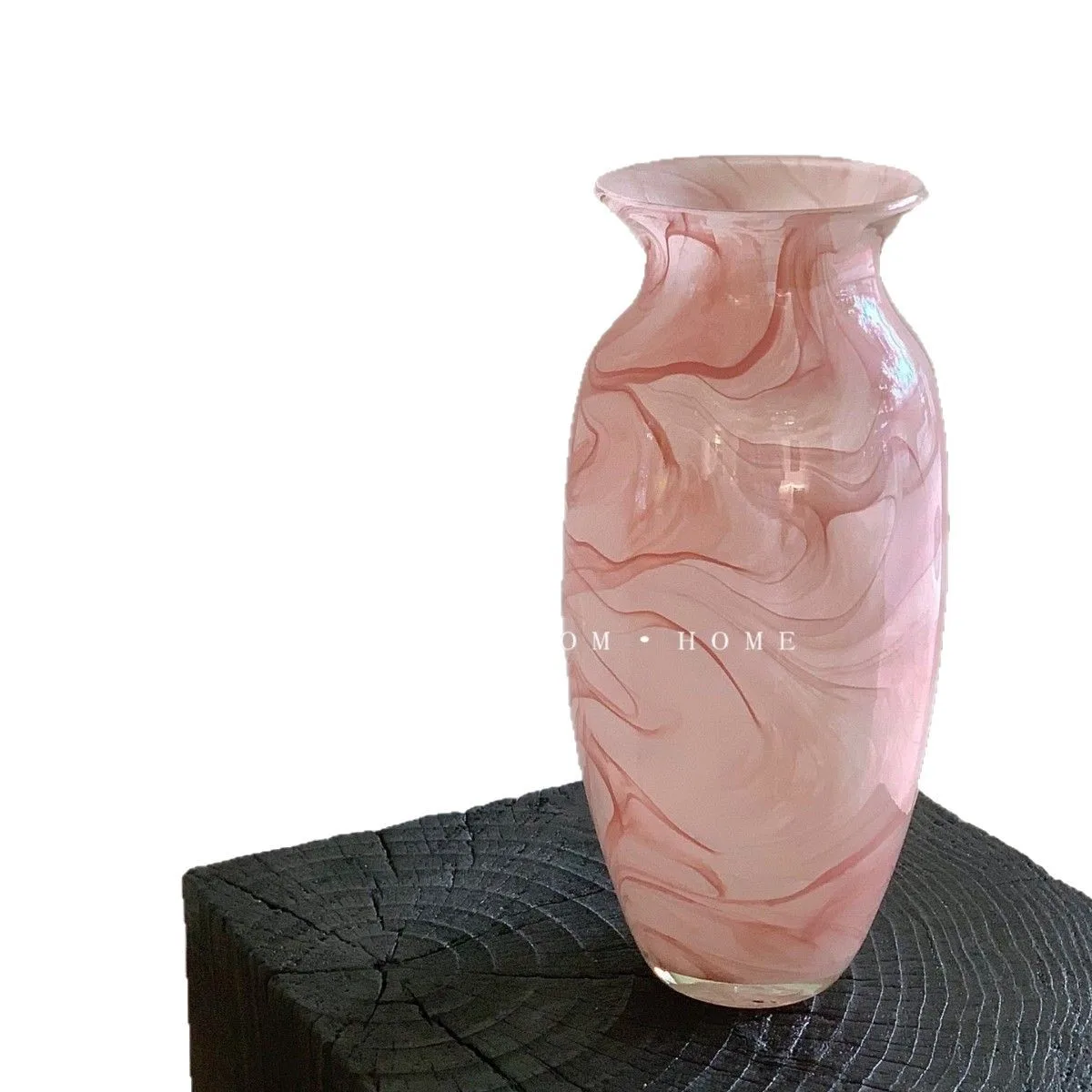 LH Medieval Light Pink Glazed Cloud Mist Texture Vase Flower Arranger Advanced Home Ornament
