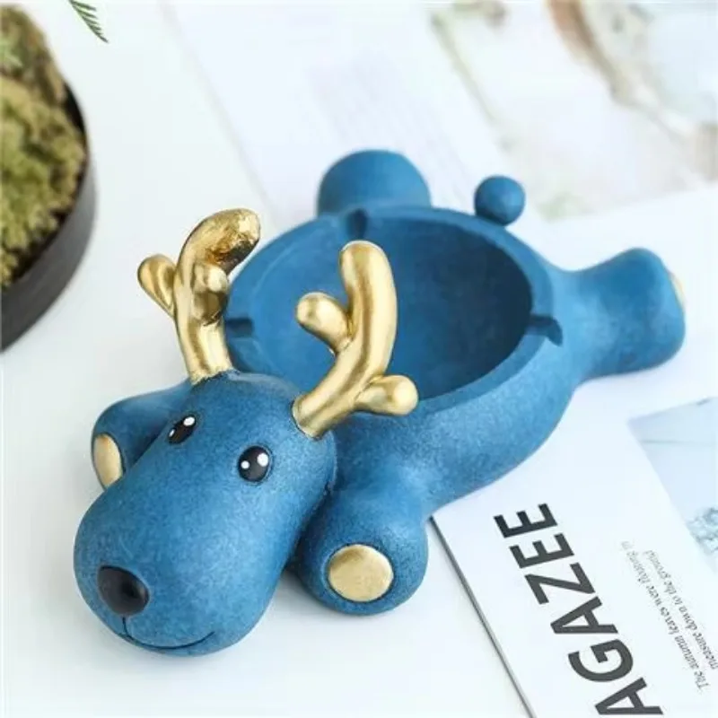 Deer Ashtray Decorative Cute Animal Creative Round Resin Crafts Home Living Bedroom Office Decoration Festival Men Women Gift