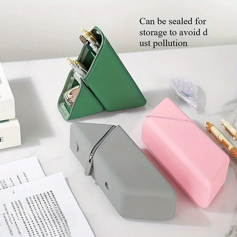 

1 Stylish Foldable Pencil Case Holder, Silicone Pen Holder, Desktop Office And Study Pen Cup Large-capacity Pen Organizer