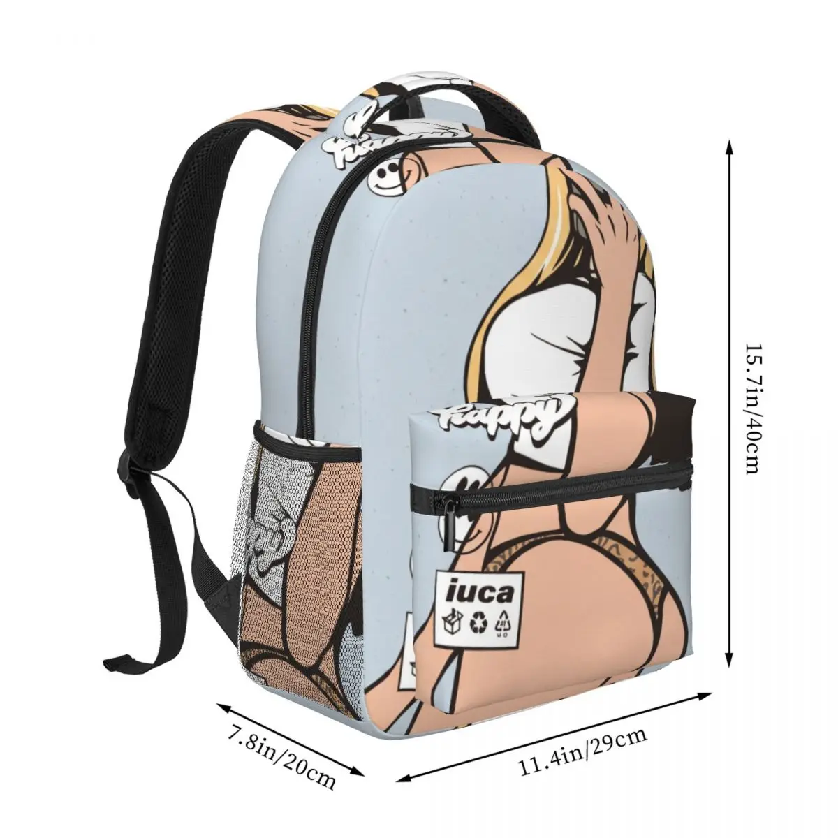 Cool Skull Student Backpack Center Mirror Selfie Whimsical Illustration Dark Multi Color Streetwear Bookbag for Teens College