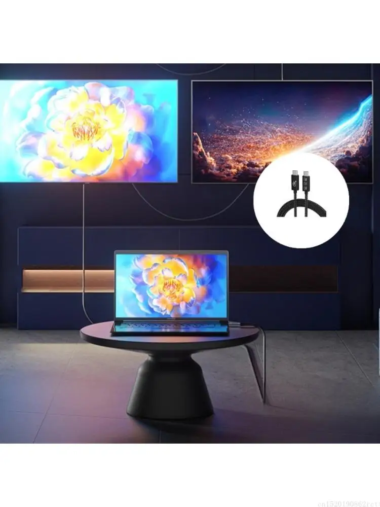 D5BB Type C Charging Cable 80Gbps Usb 4 Cable 240W 16K Video, Fabric Type C Cord for File Copy, Display Use and Desk Work