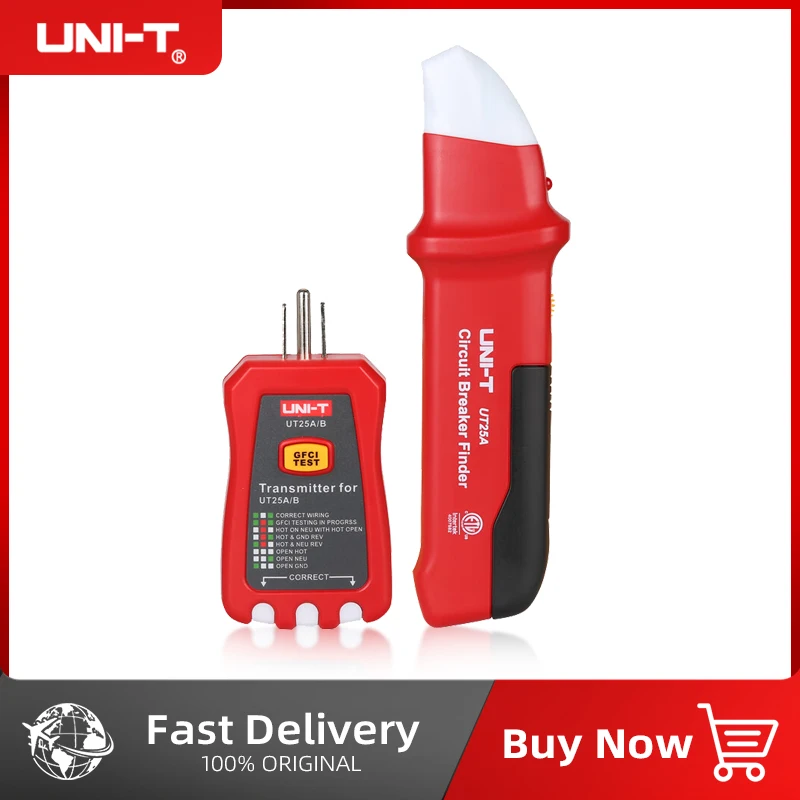 

UNI-T UT25A Indicator Professional Automatic Circuit Breaker Finder Socket Tester Electrician Diagnostic-tool with LED