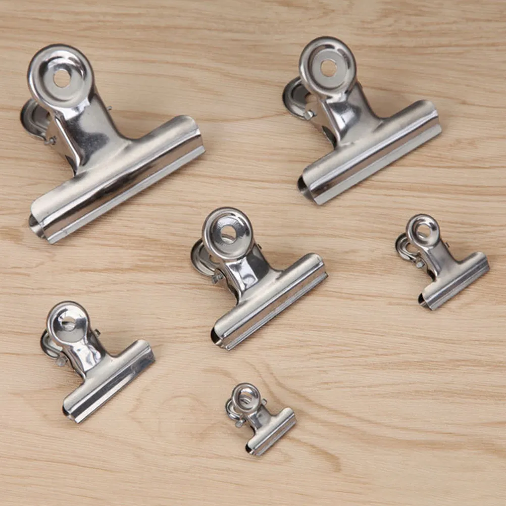 30Pcs Bill Clip Air Tight Seal Stainless Steel Clips Silver Circular Clamp for Office School Kitchen Food Bag Paper Organizer